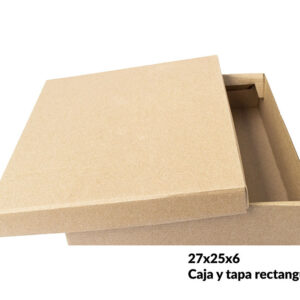 Caja y tapa rectangular baja 27.5x25x6 cm (Paquete 12 piezas)