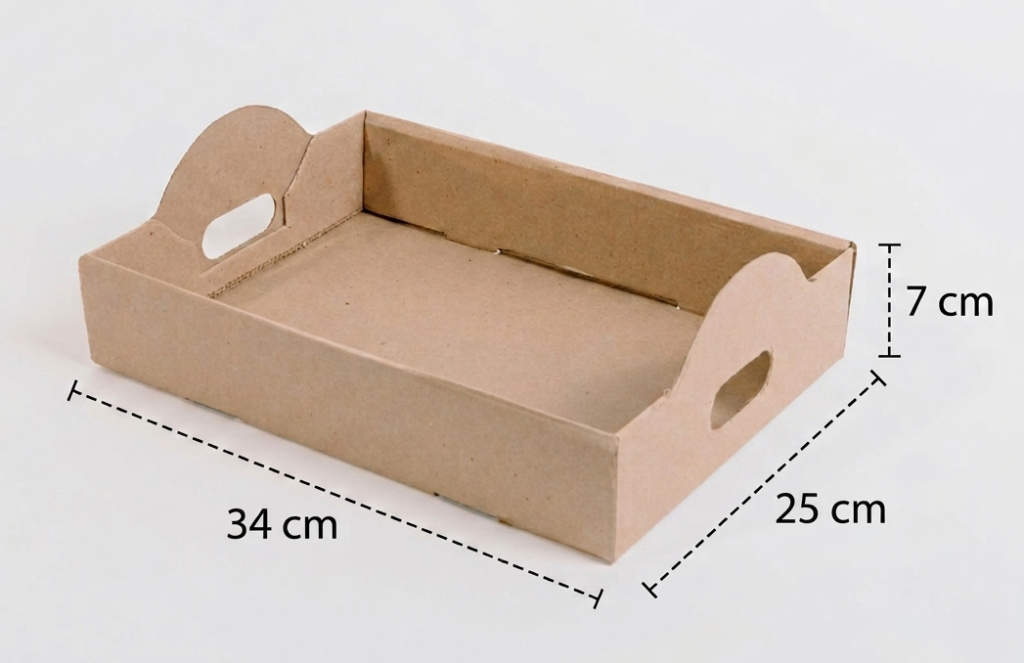 Paquete de 100 Charolas de carton de 34x25x7 cm.