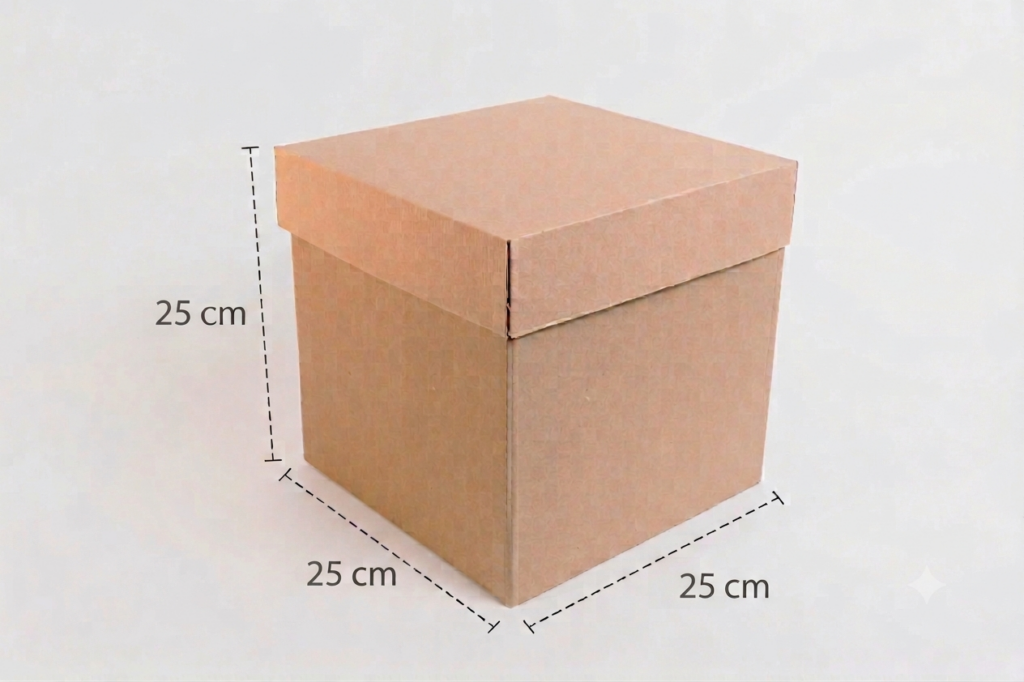 Paquete de 12 Cajas cubo natural 25x25x25 cm.