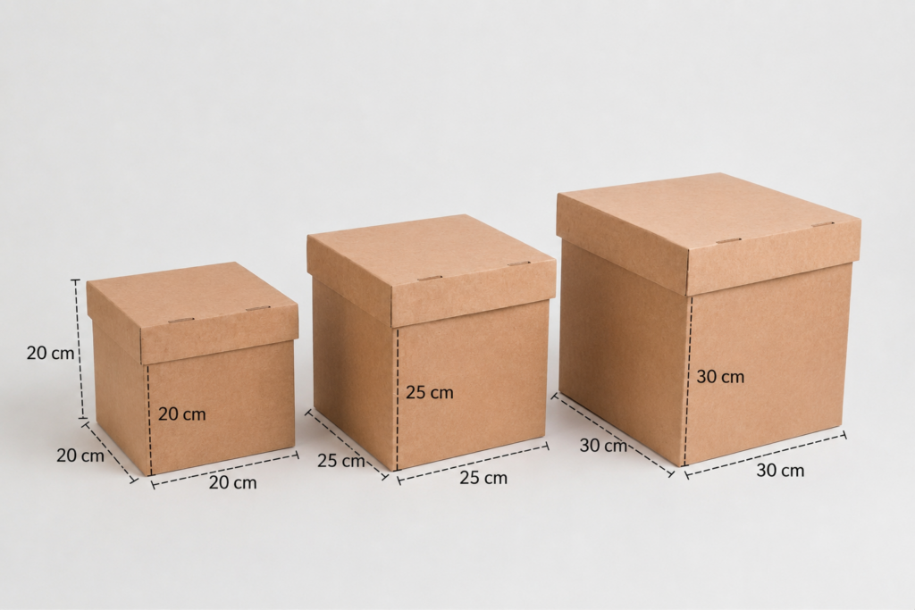 Paquete de 36 Cajas Cubo en Varias medidas.
