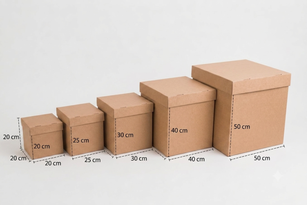 Paquete de 250 Cajas Cubo en Varias medidas.