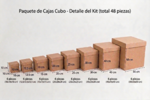 Paquete de 48 Cajas Cubo en Varias medidas.