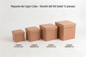 Paquete de 12 Cajas Cubo en Varias medidas.